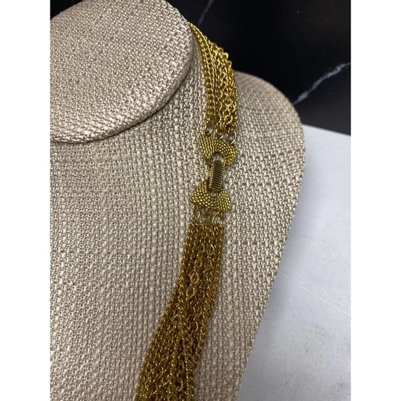 Vintage 9-strand goldtone necklace 37” at longest - Picture 2 of 3